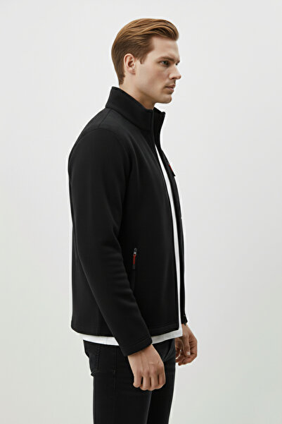 Kozik Pánský černý Softshell Fleece Standard Full Zipper 3 Kapesní Pánský Fleece Cardigan