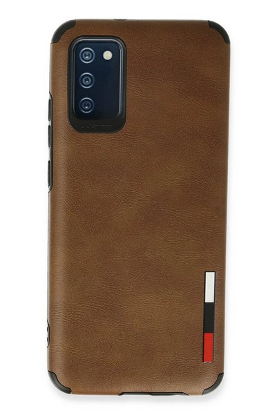 New Face Samsung Galaxy A03S Case Loop Leather Silicone - Brown Zngzr