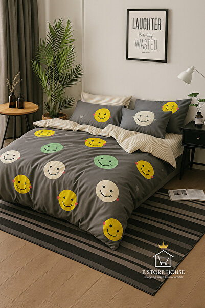 Casa Pucioasa Fine Cotton Bed Linen 6 Pieces - Casa Pucioasa, Colorful Smiley Pattern
