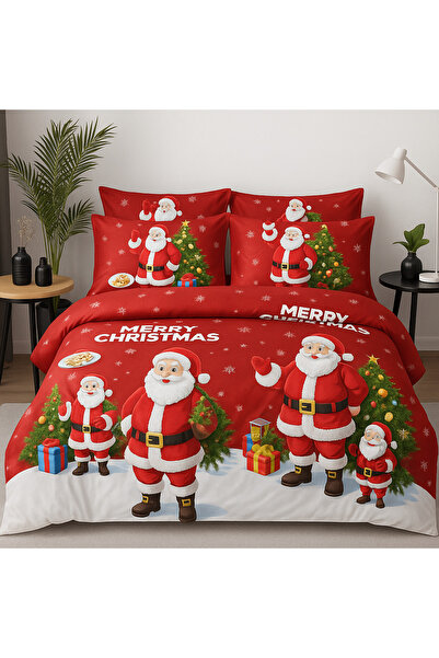 Casa Pucioasa Christmas Bedding, Fine Cotton 6 Pieces, Santa Claus Pattern, Fitted Sheet -Casa Pucioasa