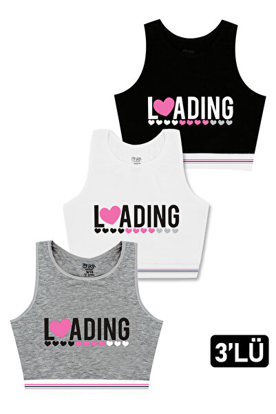 Öts Girl's 3-Piece Padless Colorful Thick Strap Cotton Lycra Half Tank Top Training Bra Bustier