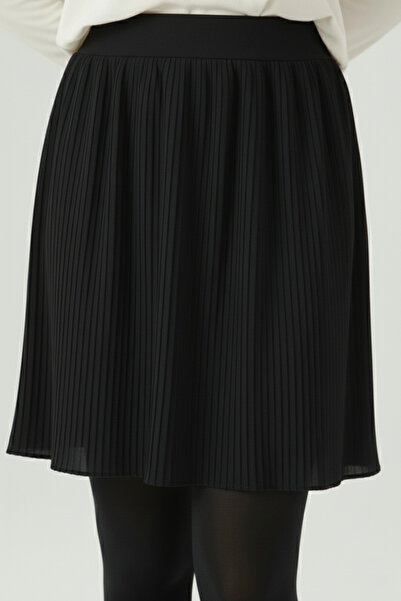 Modabenna Μαύρη γυναικεία ελαστική πλισέ γυναικεία μίνι φούστα εσωτερική επένδυση πλισέ πλισέ