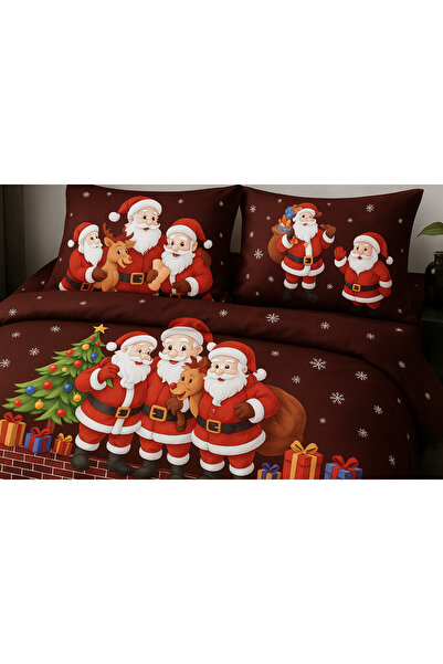 Casa Pucioasa Christmas Bed Linen - Fine Cotton 6 Pieces, Santa Claus Pattern, Fitted Sheet 230x250