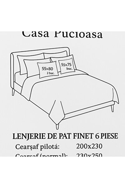 Lenjerie de pat, bumbac fin, 6 bucăți, - Cearșaf normal - Pat dublu miniatura 4
