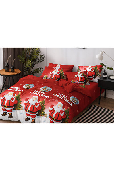 Casa Pucioasa Christmas Bedding, Fine Cotton 6 Pieces, Santa Claus Pattern, Fitted Sheet -Casa Pucioasa