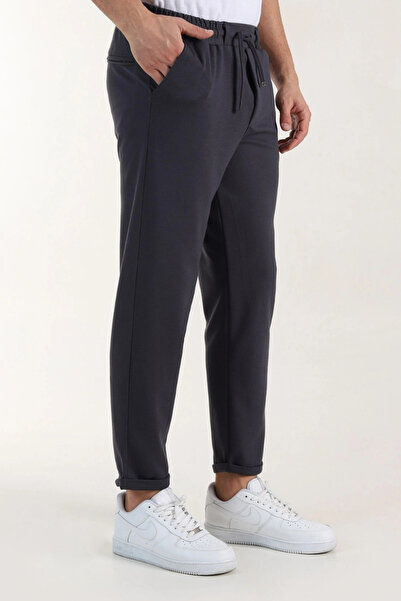 EXSPORT Diagonal Fabric Slimfit Comfortable Fit Double Leg Men's Trousers with Back Pockets