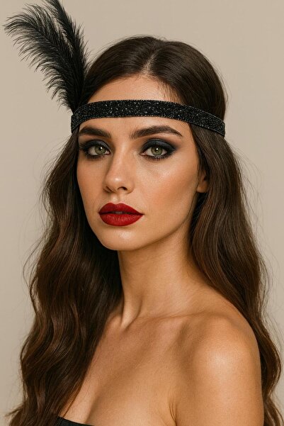 Bukiro Feather Headband with Stones in Real Stone Party New Year Special Desi...