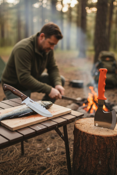 Cavit İnox Outdoor Hayatta Kalma Bıçağı + Kamp Baltası 2'li Set