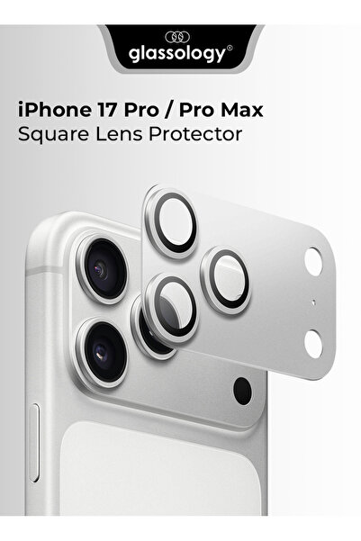 Glassology واقي عدسة مربع لهاتف iPhone 17 Pro/Pro Max - فضي، مقاوم للخدش والسقوط
