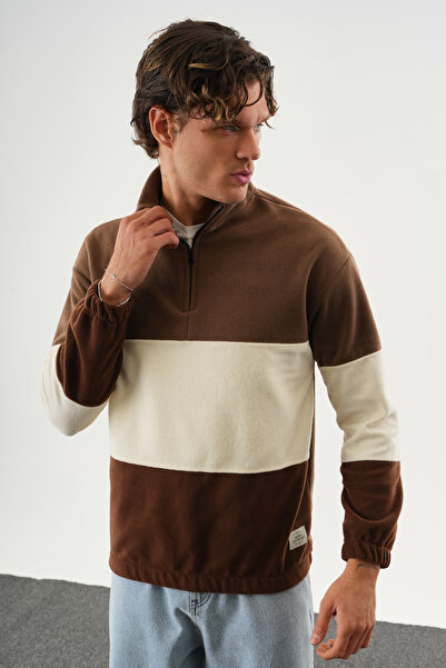 No Way Ανδρικό φούτερ με μισό φερμουάρ τριών τεμαχίων από φλις