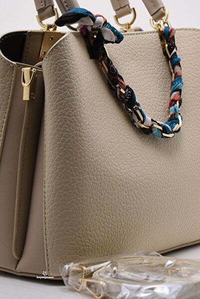 Jasmin Beige Shoulder Strap Three Compartment Women's Shoulder Bag