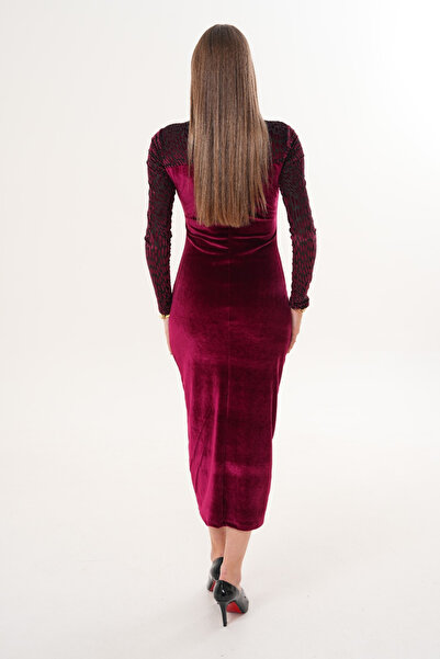 MILANOFOX Velvet Devore High Neck Dress