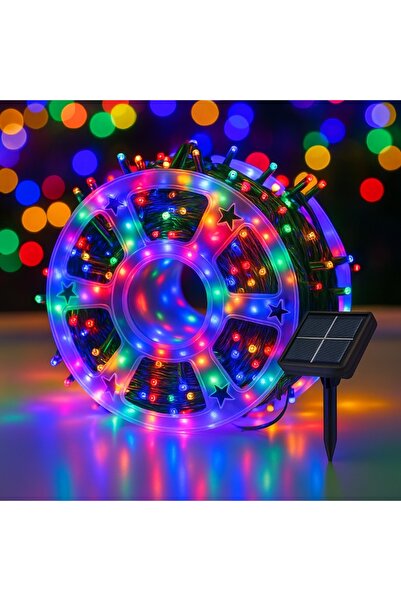 hoffmans Christmas Installation with Solar Panel - 50M, 500 LEDs, 8 Light Effects, Multicolor, Outdoor