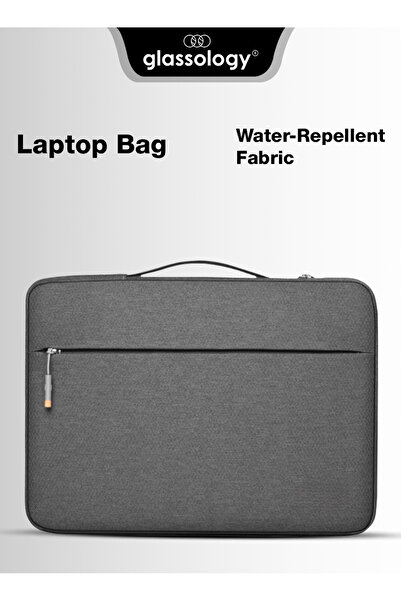Glassology حقيبة كمبيوتر محمول مقاس 15.6 بوصة مزودة بمقبض - رفيعة وأنيقة ومحمية (رمادي)