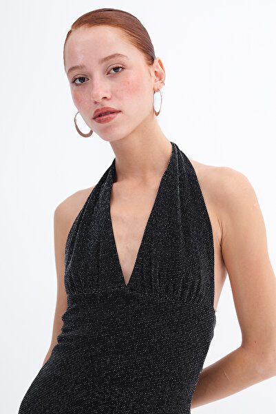 Addax Glitter Long Dress with Halter Neck E12388