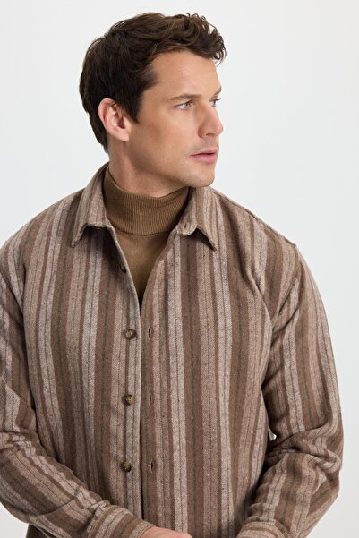 Tudors Ανδρικό πουκάμισο Relax Fit Άνετο Αθλητικό Πουκάμισο με ριγέ γιακά Ξυλοκόπος