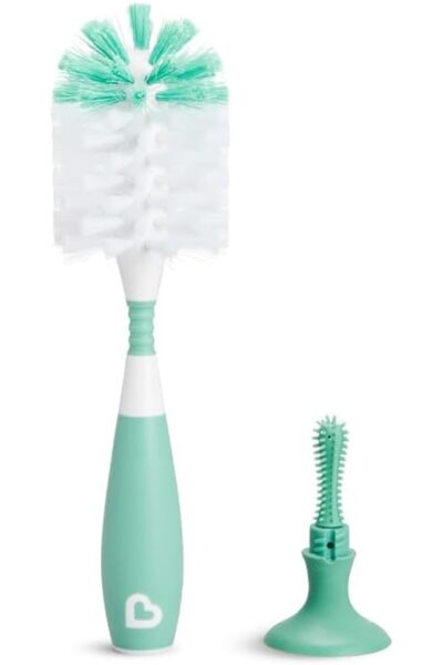 Munchkin Deluxe Textured Bottle & Nipple Cleaning Brush, Easy-Grip Handle, Blue, 90 g