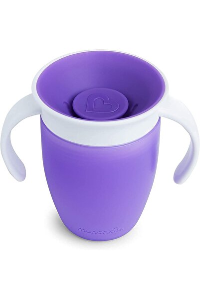 Munchkin - كوب تدريب ميراكل ٣٦٠ مع غطاء، ٧ أونصة - بنفسجي (أكريليك)