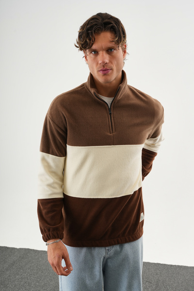 No Way Ανδρικό φούτερ με μισό φερμουάρ τριών τεμαχίων από φλις