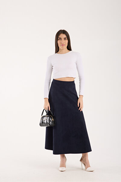 DeChival Long Suede Skirt - 90 cm Full Length Flawed Suede Skirt