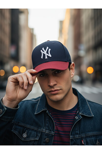 Trucker قبعة نيو يارك يانكيز موديل أزرق داكن وأحمر كلاريت