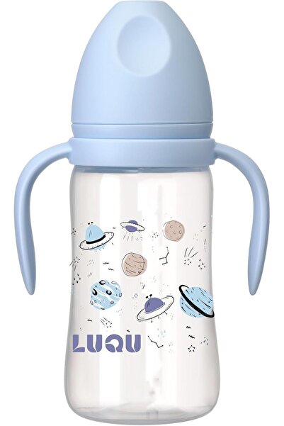 LuQu polypropylene anti-colic feeding bottle with handle and vented nipple, 300 ml, XL nipple - for