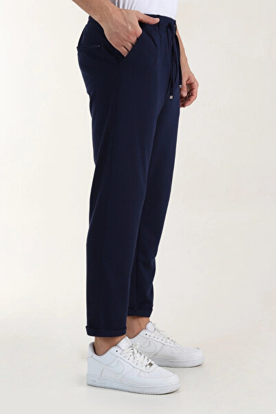 EXSPORT Diagonal Fabric Slimfit Comfortable Fit Double Leg Men's Trousers with Back Pockets