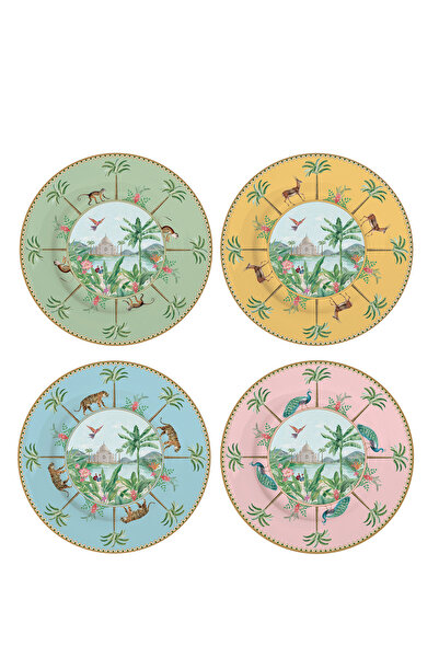 Easy Life Collection's Paradise Sauvage Bitki ve Hayvan Desenli Porselen 4'lü...