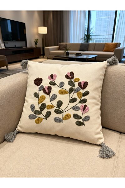 MACASA غطاء وسادة من القماش الأبيض المصنوع من القطن بنسبة 100% مطرز بتصميم فردي