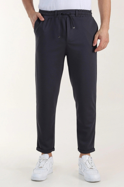 EXSPORT Diagonal Fabric Slimfit Comfortable Fit Double Leg Men's Trousers with Back Pockets