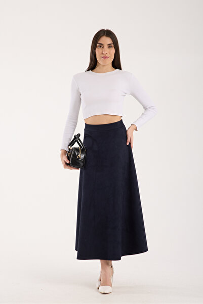 DeChival Long Suede Skirt - 90 cm Full Length Flawed Suede Skirt