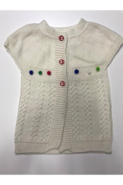 Baby Slon Kids Clup Kışlık düğmeli ponponlu desenli triko kız bebek süveter y...