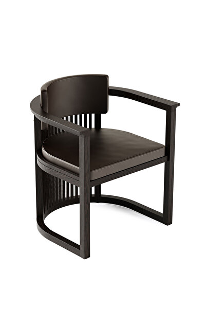 Ananas Docia Serisi Siyah Ahşap Çıtalı Yemek Odası Sandalyesi