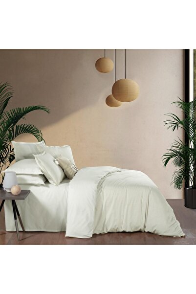 Sarev Solo Tone Double Size 100% Cotton Duvet Cover Set Ecru