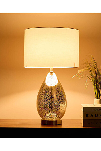REDTAG Beige Raindrop Mercury Glass Table Lamp