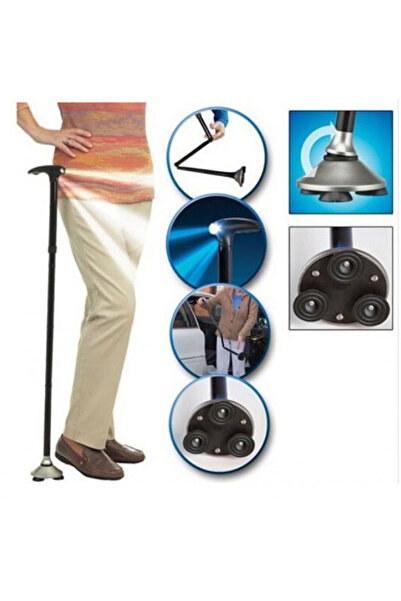 OEM Trusty Cane height adjustable foldable walking stick with flashlight