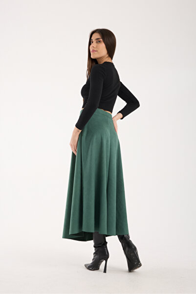 DeChival Long Suede Skirt - 90 cm Full Length Flawed Suede Skirt
