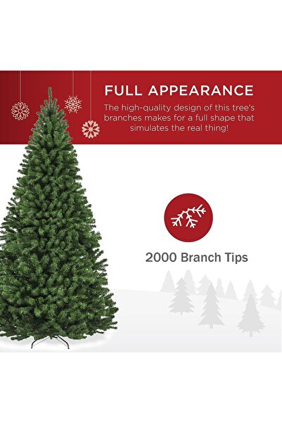 NIBEMINENT 9ft (270cm) Artificial Christmas Tree with 2000 Branch Tips, PVC, Metal Stand