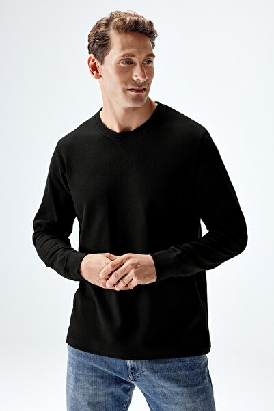 Brix Mânecă lungă Waffle pentru bărbați tricou Culoare neagră