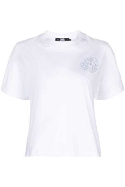 Karl Lagerfeld Women's T-Shirt (White, Relaxed Fit)