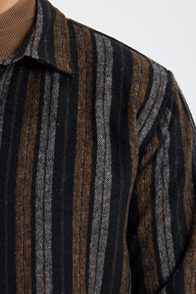 Tudors Men's Relax Fit Comfortable Cut Sports Collar Striped Lumberjack Shirt