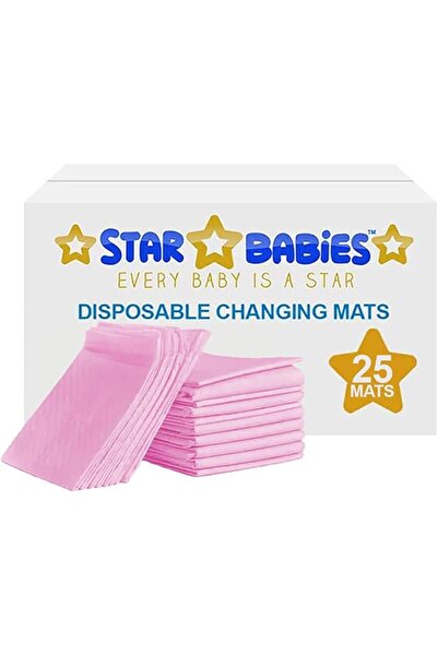 STAR BABiES سجادة تغيير حفاضات للأطفال للاستخدام مرة واحدة (45 × 60 سم)، وردي...