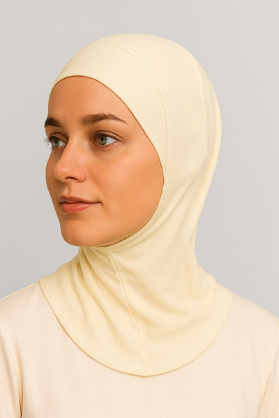 Merve Nayir Women's Hijab Practical Neck Collar Ninja Bonnet Cream Sports Bonnet