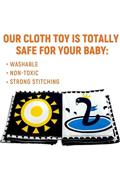 X SPRING Soft High-Contrast Baby Cloth Books, Black & White Sensory Crinkle for Tummy Time
