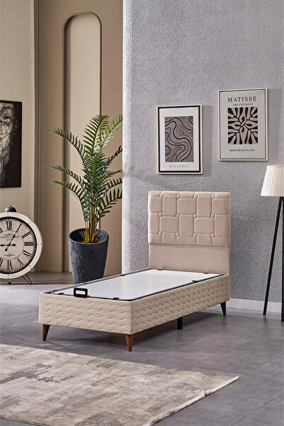 Evdemo Vizyon Tek Kişilik Baza Başlık Set Krem 90*190