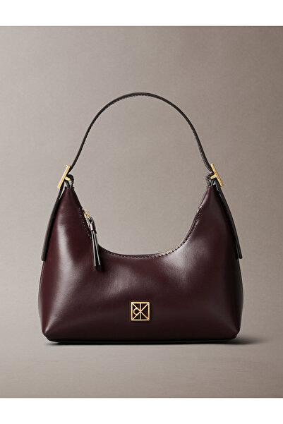 Calvin Klein Monogram Logo Emblem Leather Small Shoulder Bag