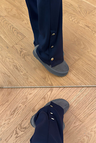 MAGARDE Buttoned Leggings - Dark Blue