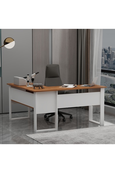 Betroya Landi Ofis Masası Beyaz Kemençe
