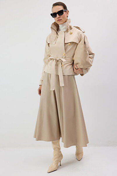 Touché Privé Kisa Belted K Double-Breasted Trench Coat