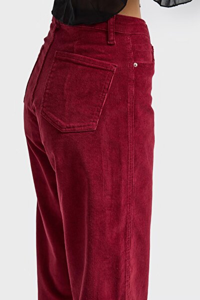 its basic Women's Burgundy Color 26W5-35 Relax Fit Flexible Fabric Thin F Corded Fabric Velvet Velvet Fabric Trousers